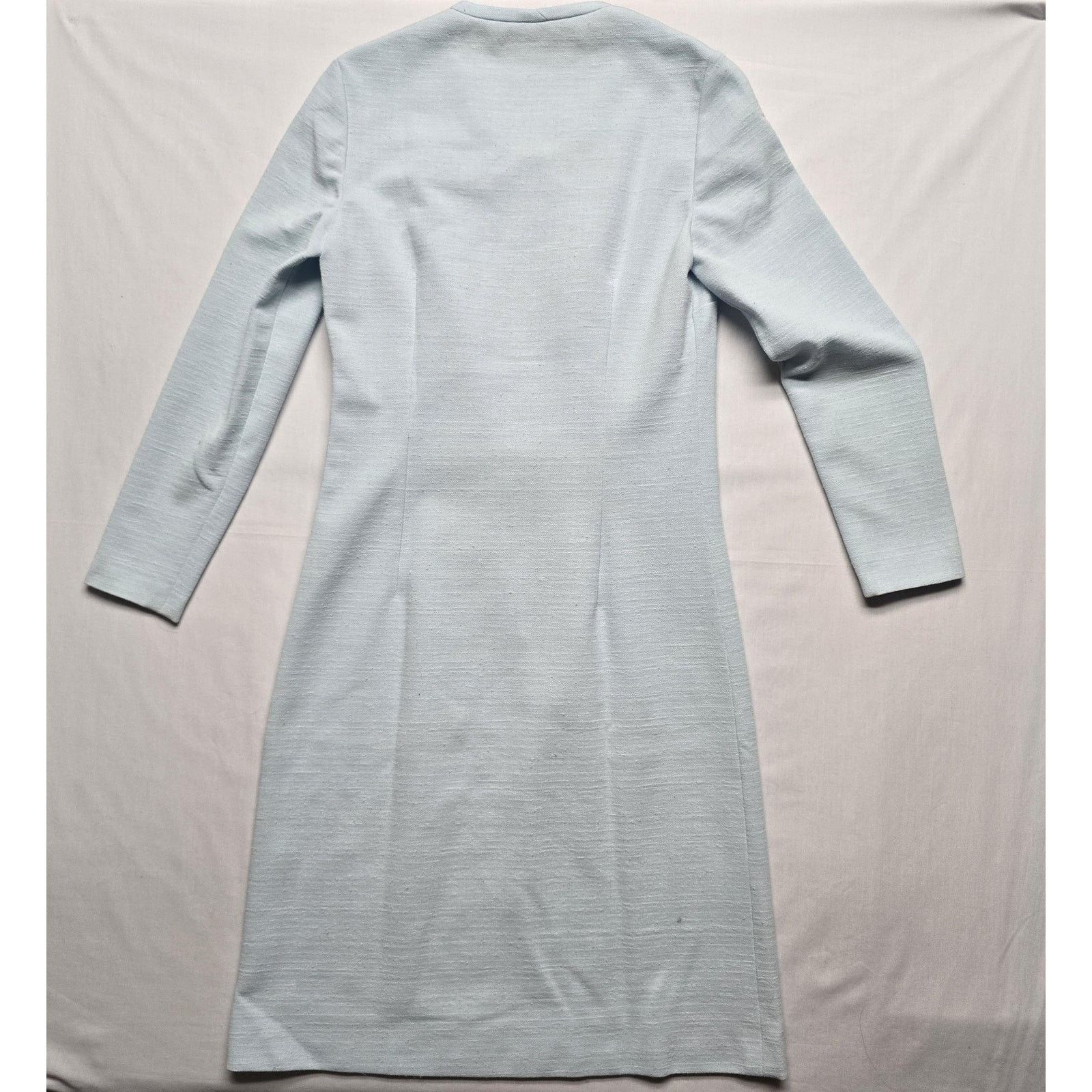Other Vintage Blue Sheath Dress M Long Sleeve Solid Knee Length Size M / US 6-8 / IT 42-44 - 2 Thumbnail