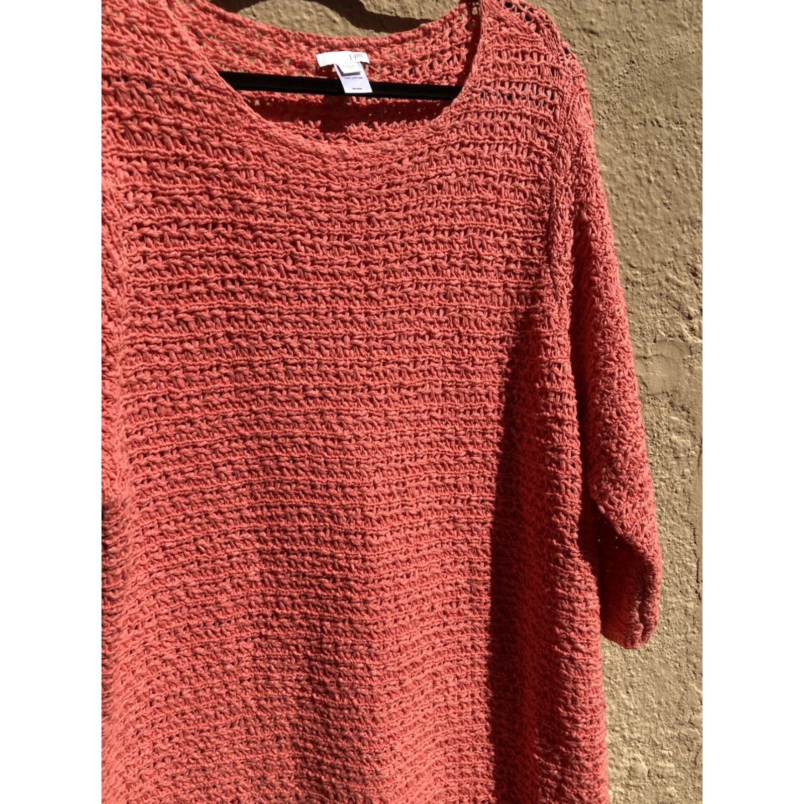J. Jill J. Jill Women's Pink Tight-Knit 3/4 Sleeve Button Sweater Dress XL Cotton Heavyweight Casual Knit Dress Mens? Wait. Size XL / US 12-14 / IT 48-50 - 7 Thumbnail