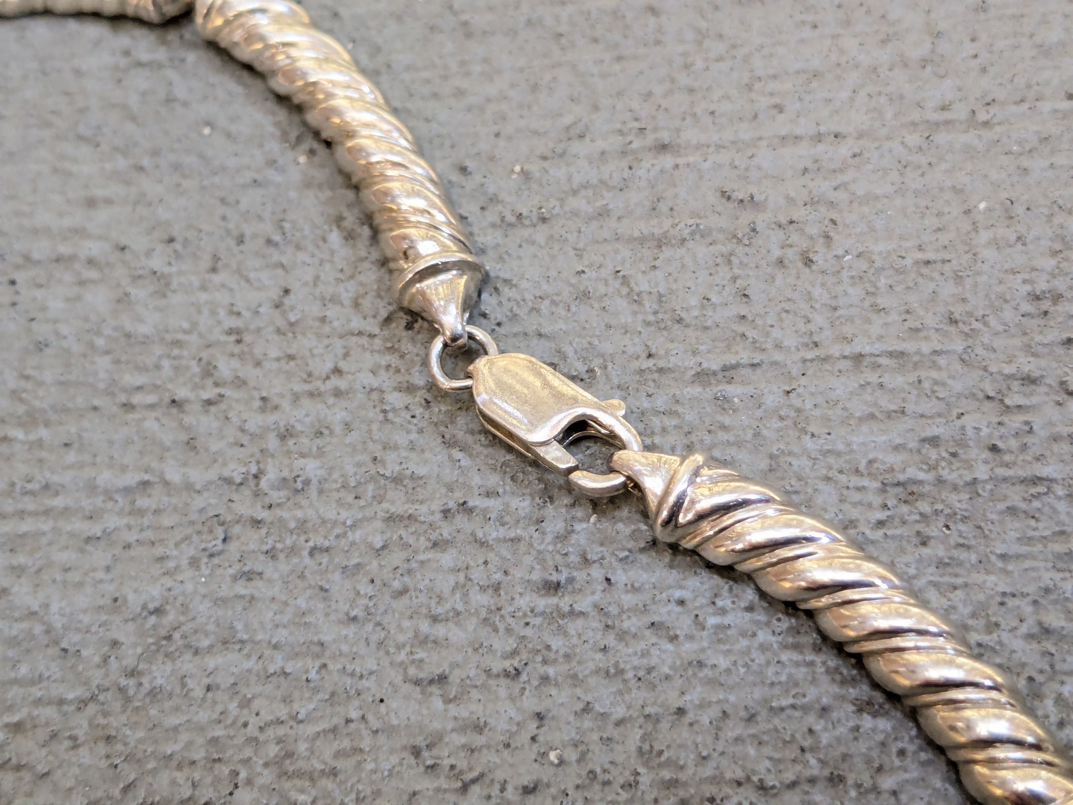 Jewelry Vintage Sterling Silver Necklace 17 Chain Link Size ONE SIZE - 7 Thumbnail