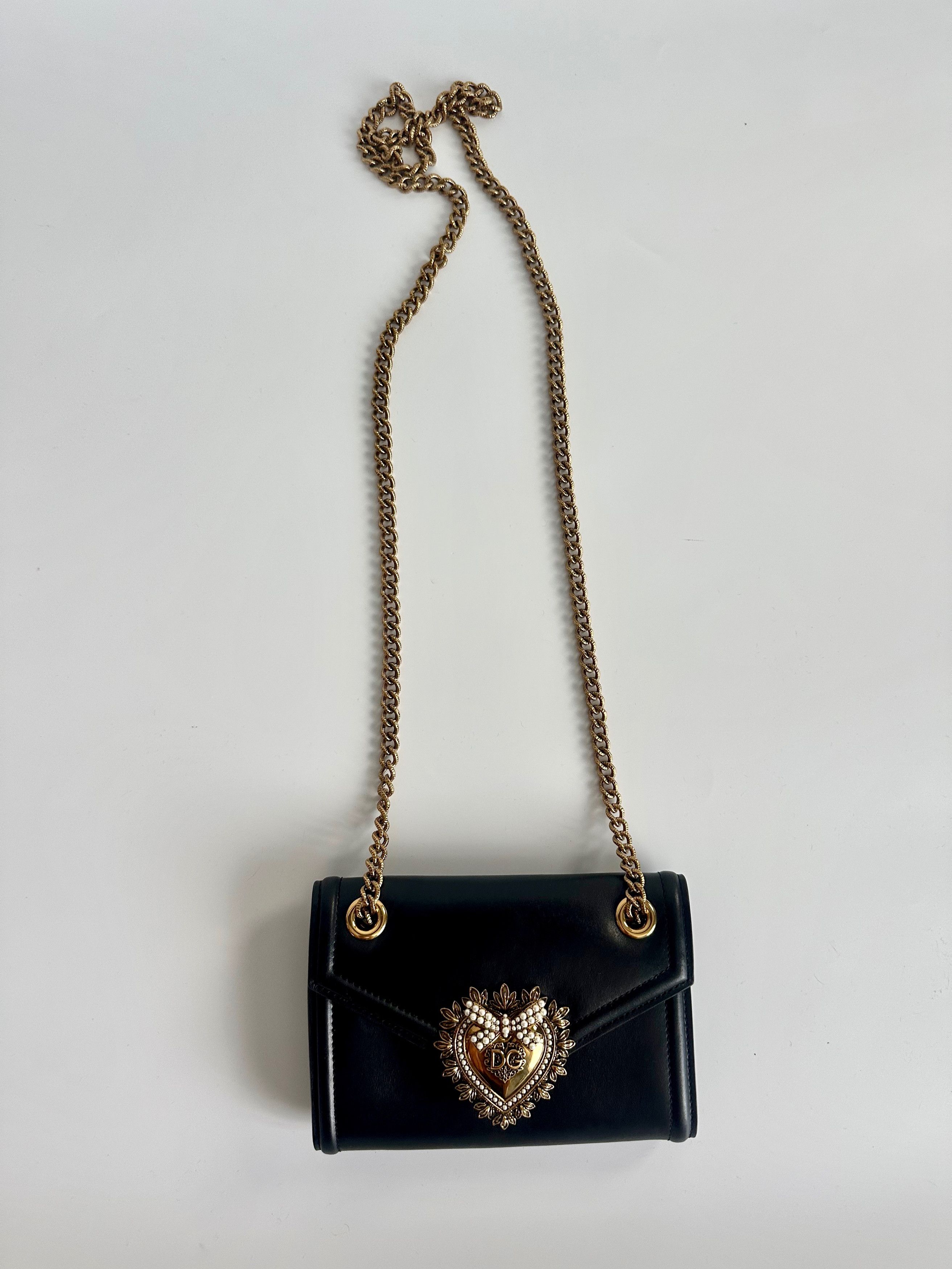 Dolce & Gabbana Dolce & Gabbana Devotion Mini Black Leather Bag Shoulder Size ONE SIZE - 12 Thumbnail