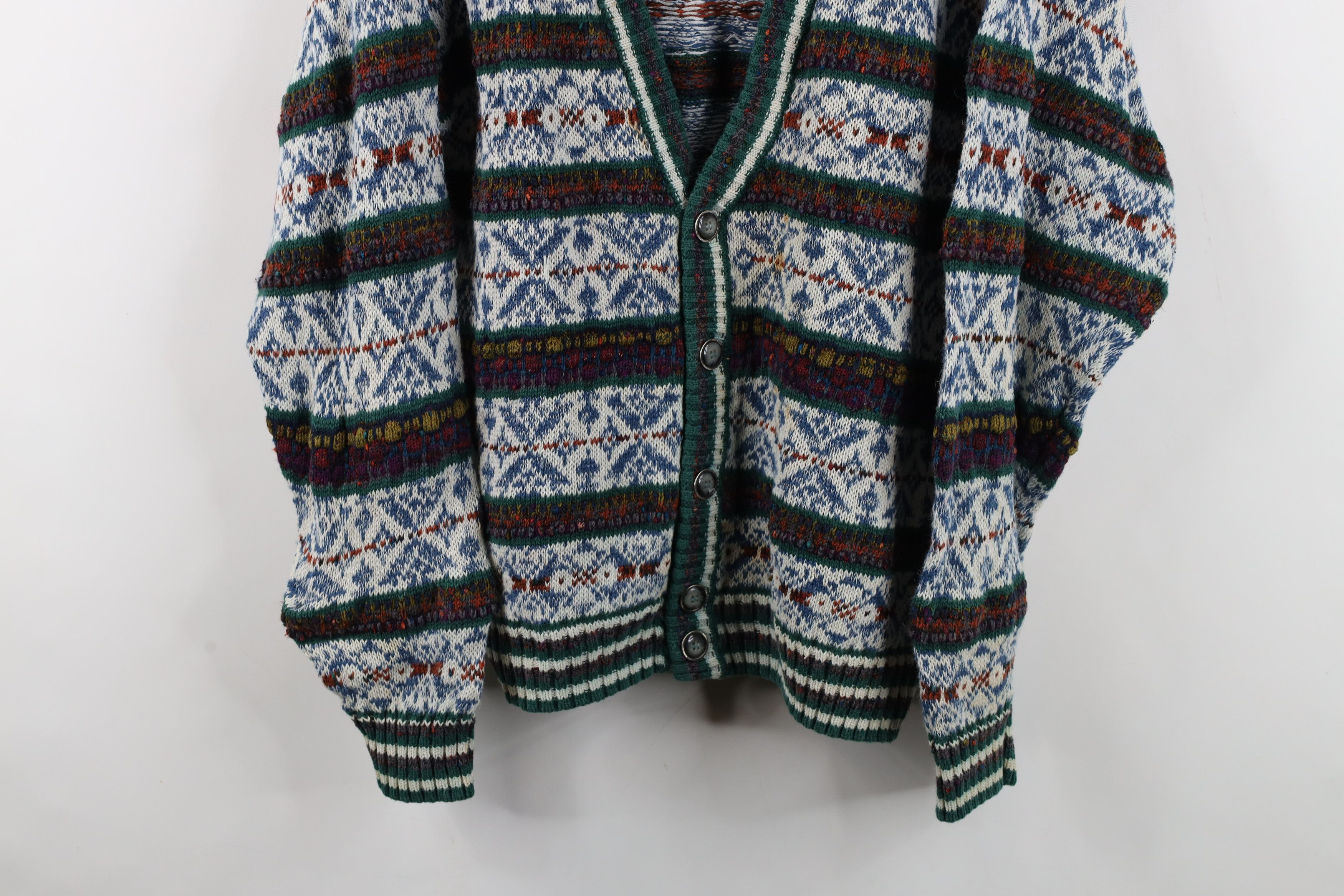 Vintage Vintage 90s Streetwear Fair Isle Knit Cardigan Sweater Size US M / EU 48-50 / 2 - 3 Thumbnail