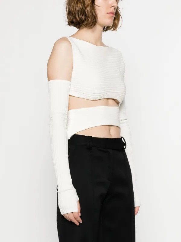 Andreadamo × Designer ANDREĀDAMO asymmetric cut-out ribbed top Size XL / US 12-14 / IT 48-50 - 2 Thumbnail