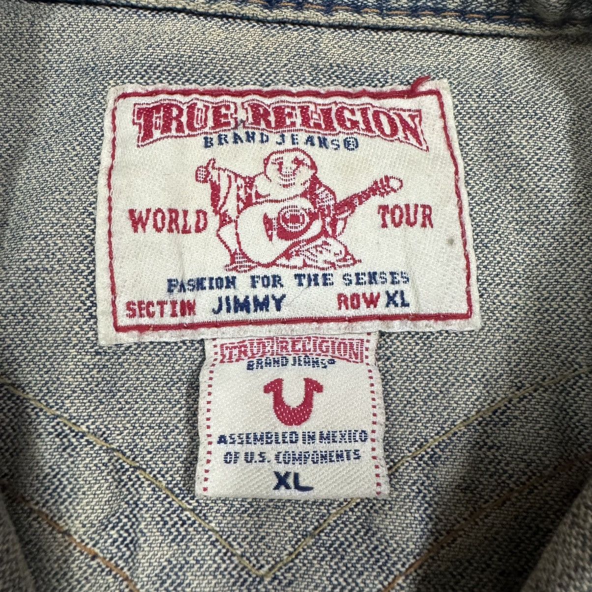 True Religion Vtg🔥Y2k True Religion Distressed Trucker Denim Jacket Size XL / US 12-14 / IT 48-50 - 16 Thumbnail
