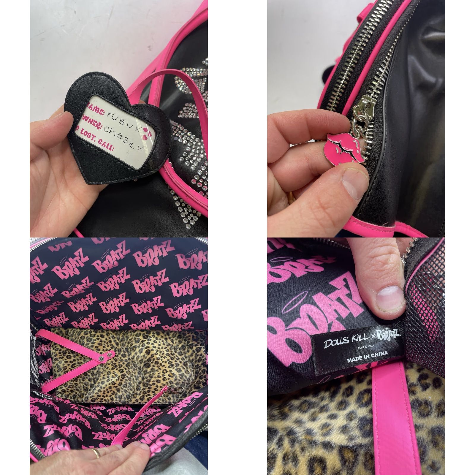 Dolls Kill Dolls Kill x Bratz Sparkle Addict Rhinestone Dog Carried Bag Crossbody Pink Womens Kid? Size ONE SIZE - 9 Thumbnail