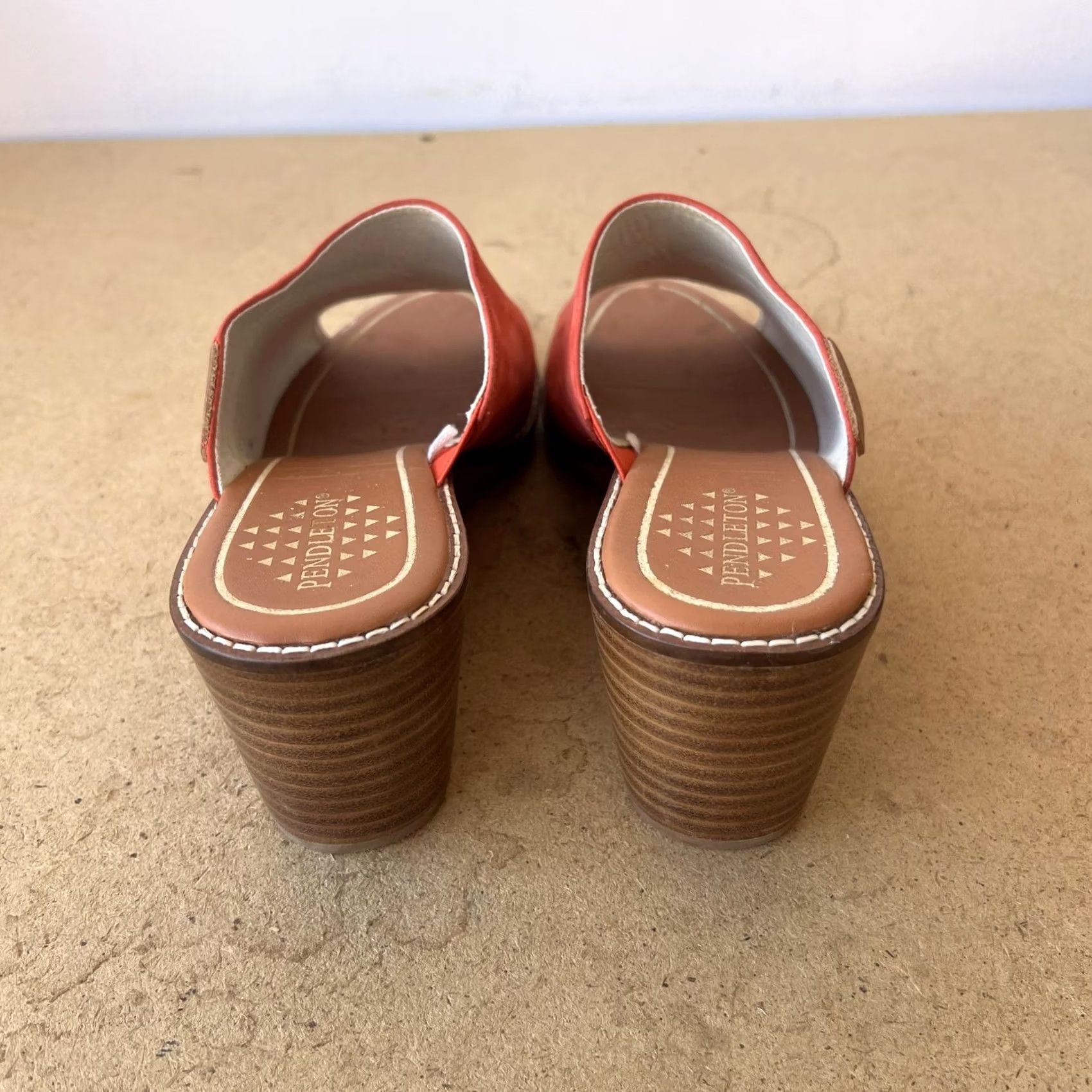 Pendleton Pendleton Sandals Womens Size 8 Red Suede Wedge Slides Open Toe Jacquard Mules Size US 8 / IT 38 - 3 Thumbnail