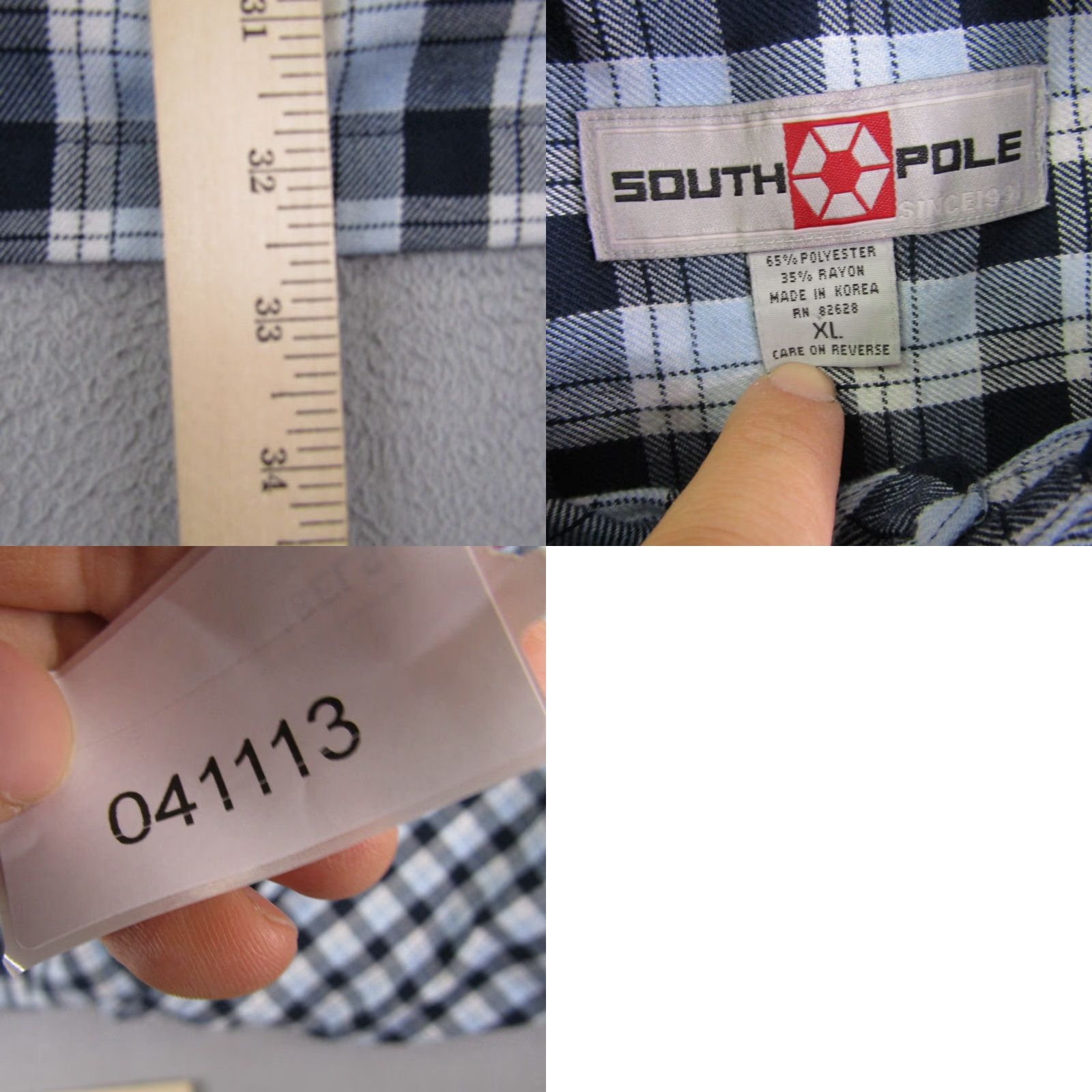 Southpole VINTAGE Southpole Shirt Mens XL Blue Plaid Flannel Button-Up 90s Y2K Classic Hip Hop Outdoor Easy Care Pockets Mens Size US XL / EU 56 / 4 - 8 Thumbnail