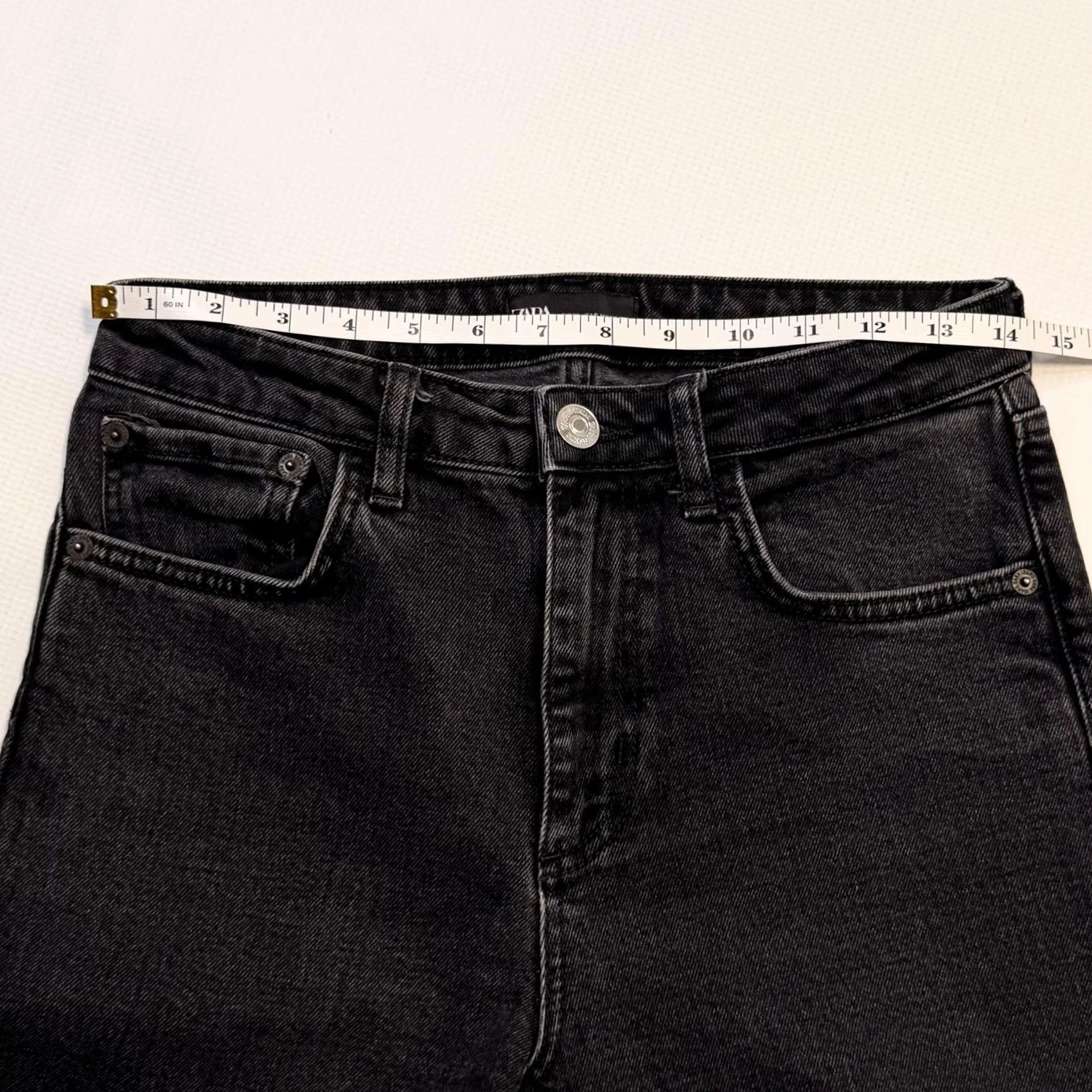 Zara Zara Jeans Womens 6 Black Straight High Rise Charcoal Wash Denim Eco Cotton Size 28" / US 6 / IT 42 - 7 Thumbnail