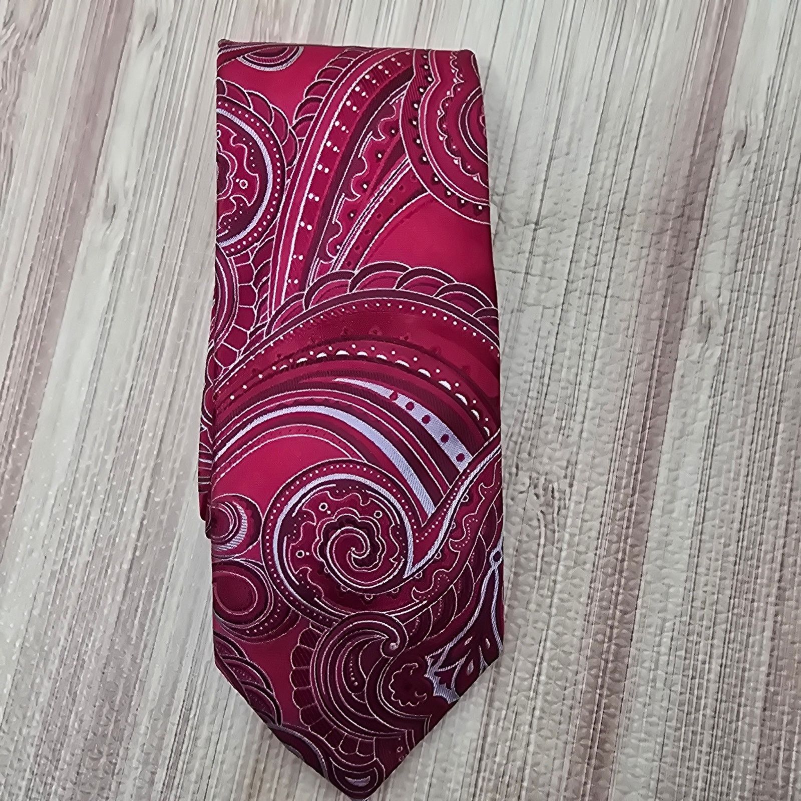 Donald Trump Donald J. Trump Signature Coll. Red Silver Paisley Silk Tie Size ONE SIZE - 2 Thumbnail