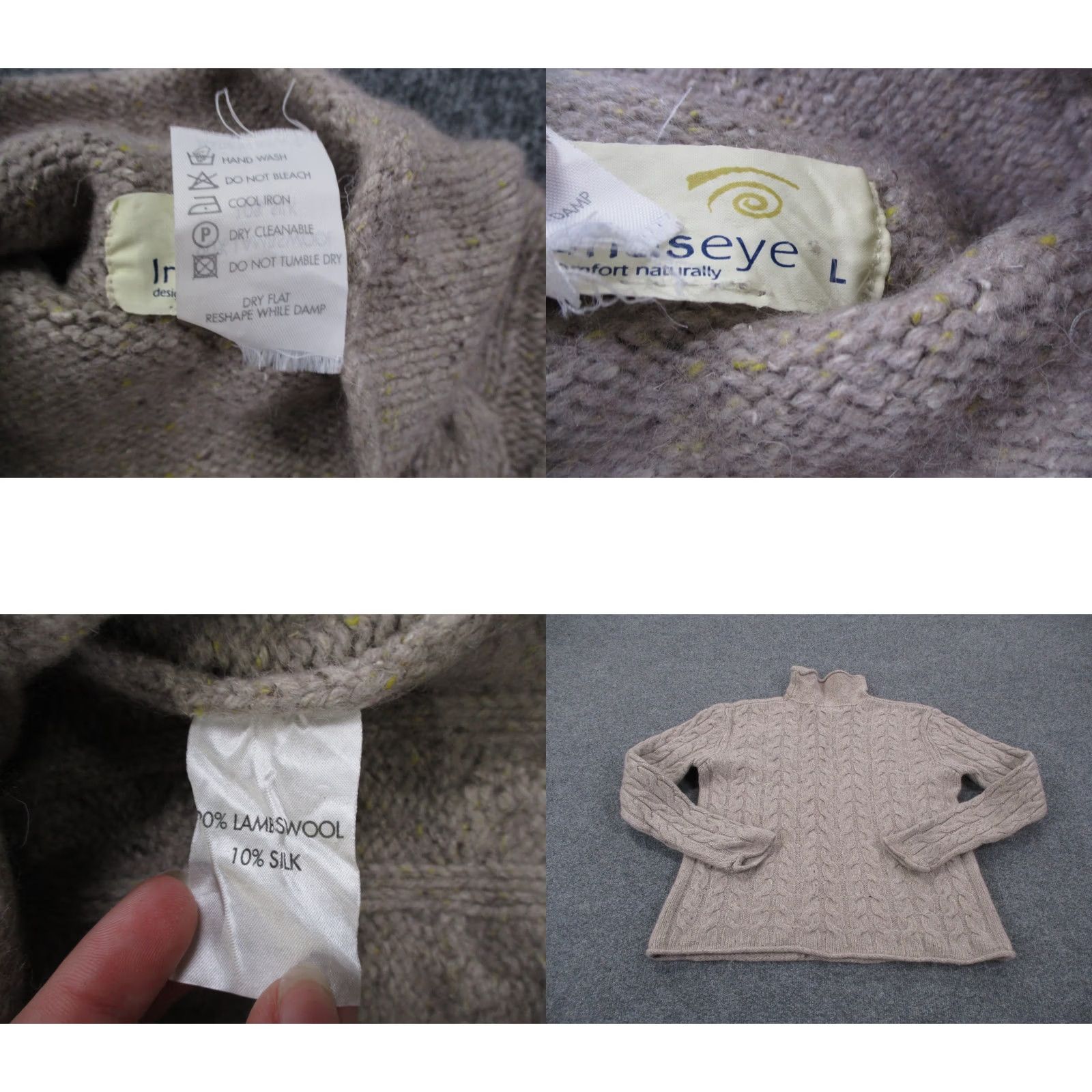 Vintage Irelandseye Wool Silk Cable-Knit Pullover Beige L Womens Sweater Christmas Fall Winter Casual Womens Pullover Knit Thermal Logo Irelandseye Size L / US 10 / IT 46 - 8 Thumbnail
