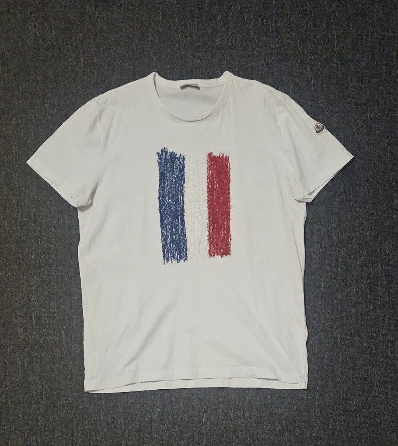 Moncler Moncler White Short Sleeve T-shirt with Flag-yf Size US XL / EU 56 / 4 - 1 Thumbnail