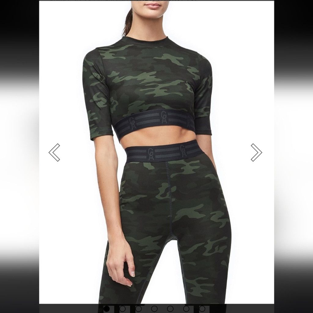 Good American Good American Green Camo Leggings & Top Size 26" / US 2 / IT 38 - 2 Thumbnail