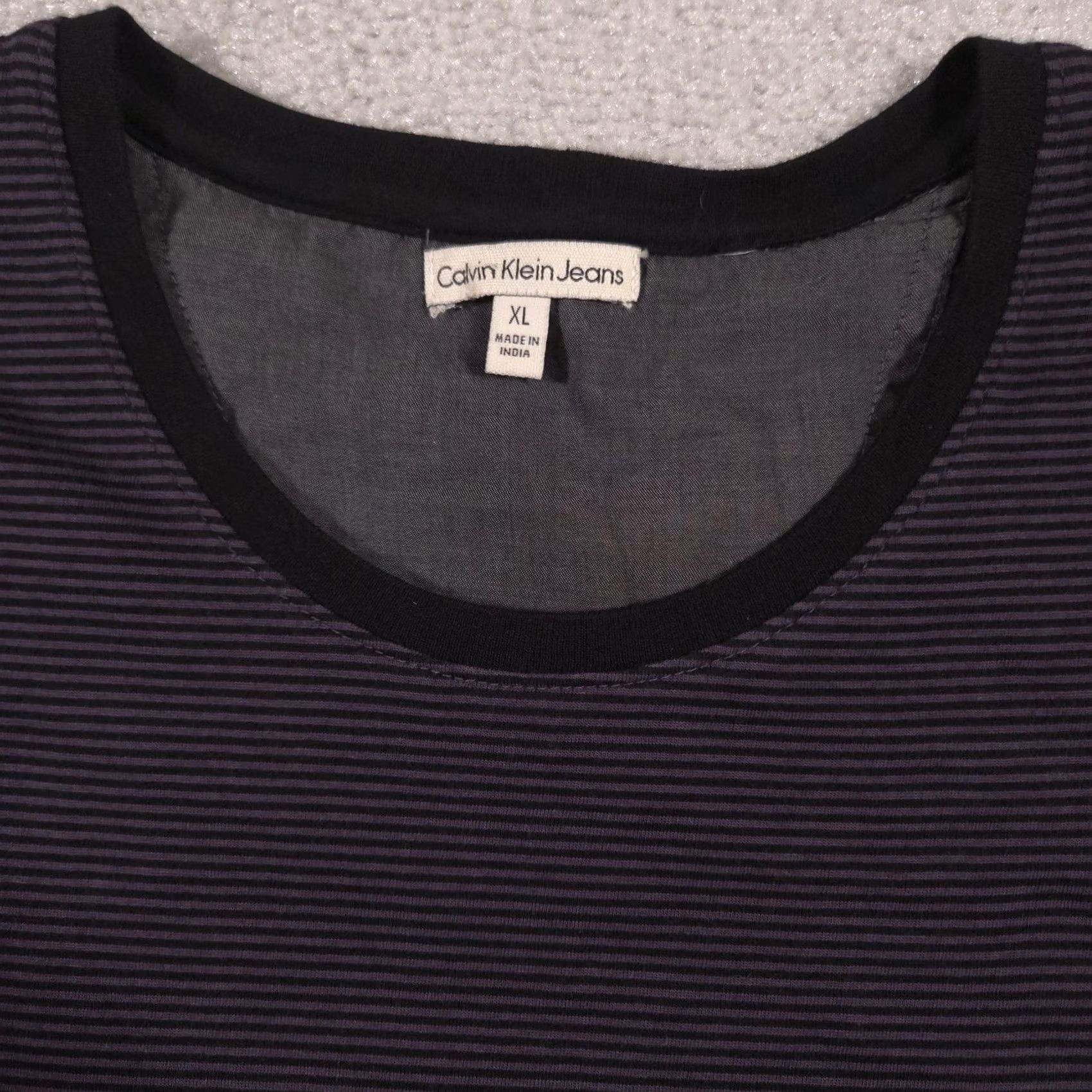 Vintage Calvin Klein Jeans Shirt Mens XL Purple Stripe Crewneck Lightweight Jersey Tee Size US XL / EU 56 / 4 - 3 Thumbnail