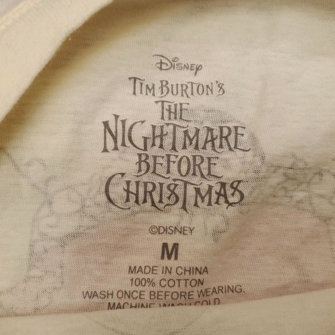 Disney Nightmare Before Christmas Shirt M Cream Disney AOP Double Side Print Crewneck Mens Shirt Size US M / EU 48-50 / 2 - 3 Thumbnail