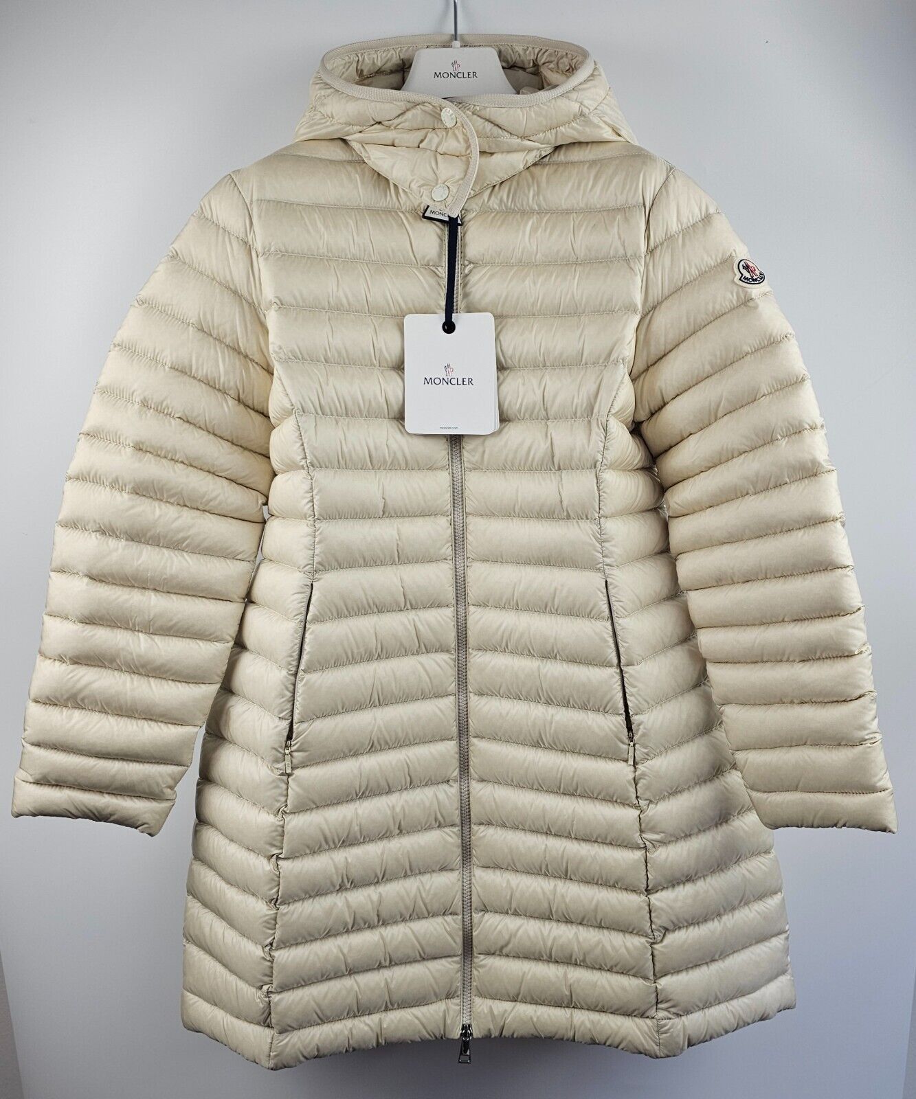 Moncler MONCLER Igelong White Ivory Hooded Long Down Jacket Size XXS / US 00 / IT 34 - 1 Thumbnail