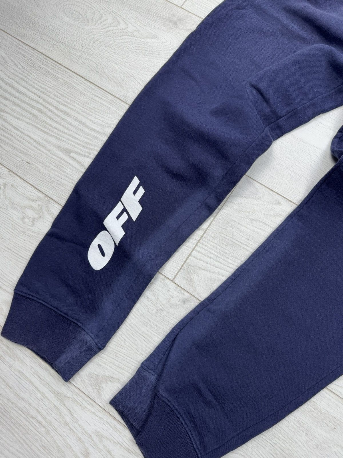Off-White Off White Blue Logo Cuffed Sweatpants Size US 31 - 3 Thumbnail