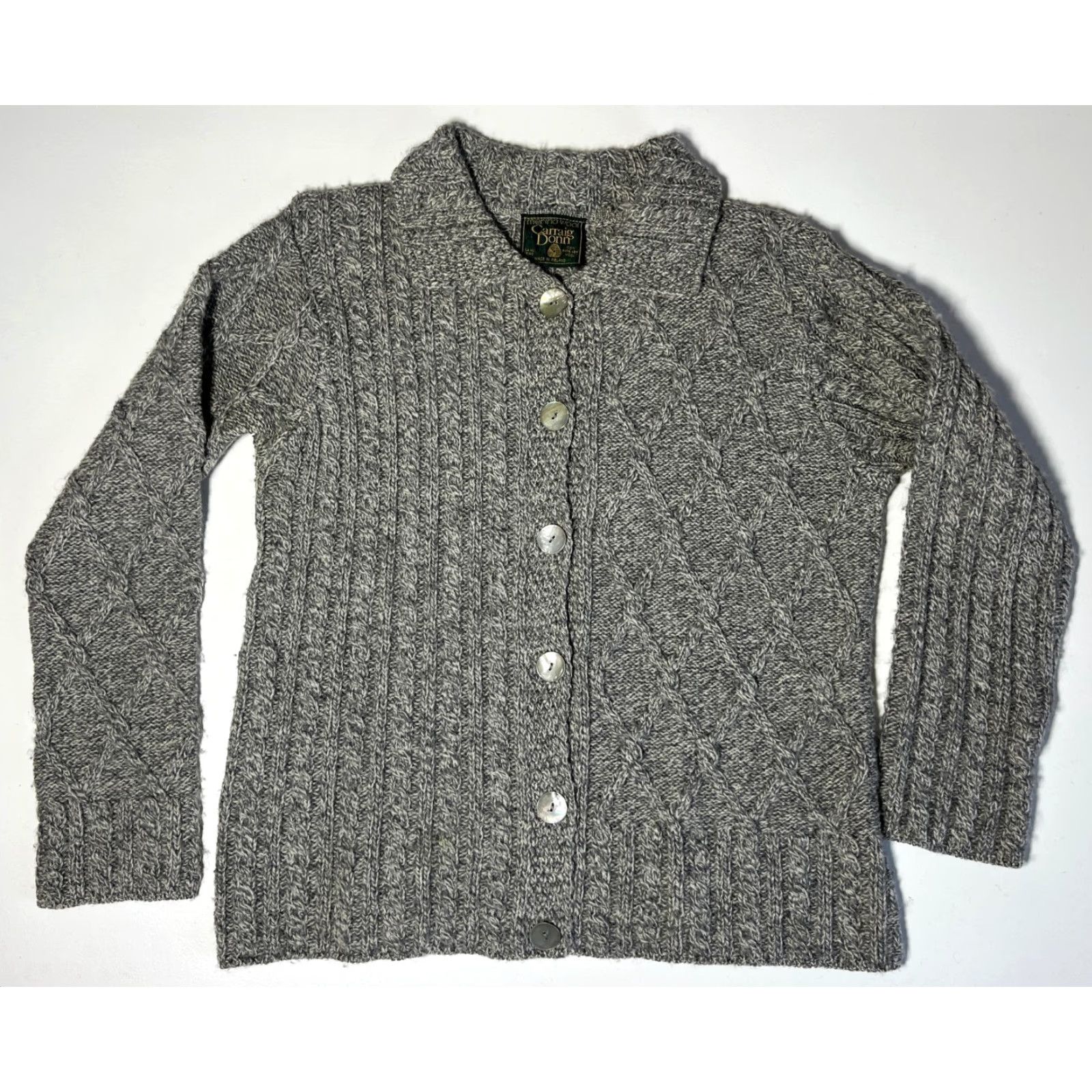 Vintage Carraig Donn Women’s Merino Wool Cardigan Sweater Gray M Knit Cardigan Vintage / Classic Women Mens Girls Boys Size M / US 6-8 / IT 42-44 - 4 Thumbnail