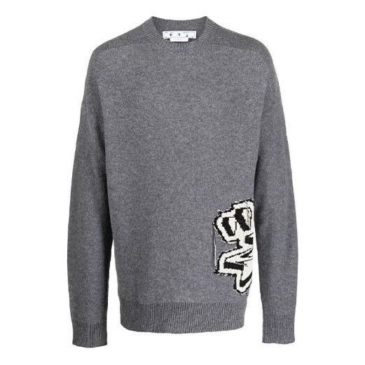 Off-White o1gr1nt1124 Graffiti Chunky Knit Crewneck Sweater Size US XL / EU 56 / 4 - 1 Thumbnail