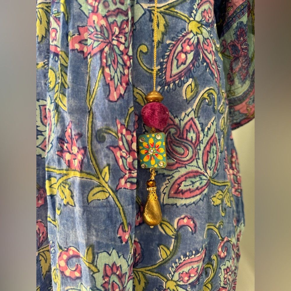 Other Alicia Bell Silk Cotton Tassel Coverup Mumu Dress blue Swim Size M / US 6-8 / IT 42-44 - 2 Thumbnail