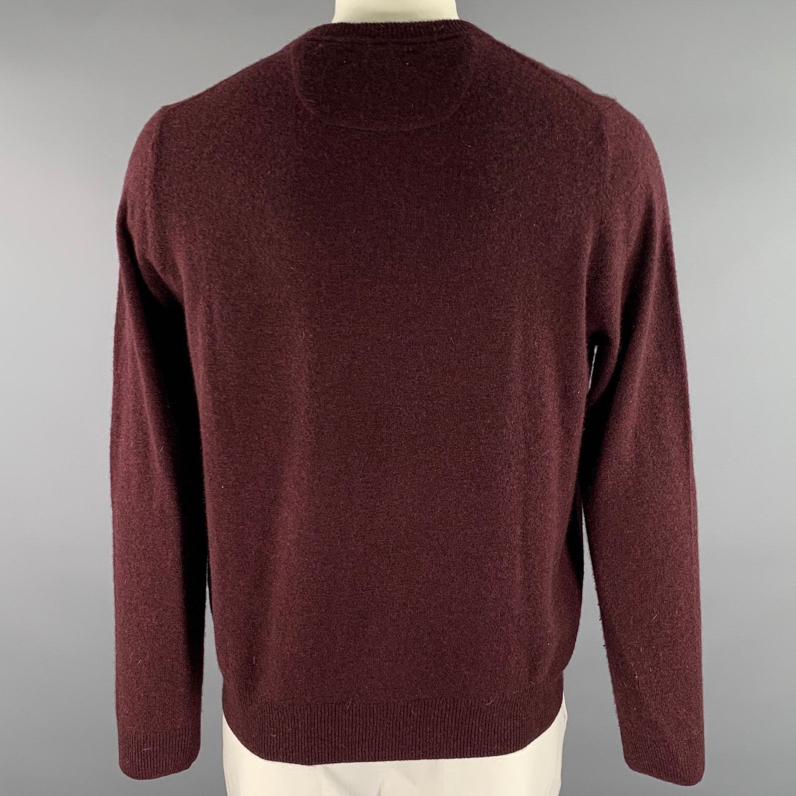 Nordstrom NORDSTROM Burgundy Knitted Cashmere Crew-Neck Sweater Size US XL / EU 56 / 4 - 4 Thumbnail
