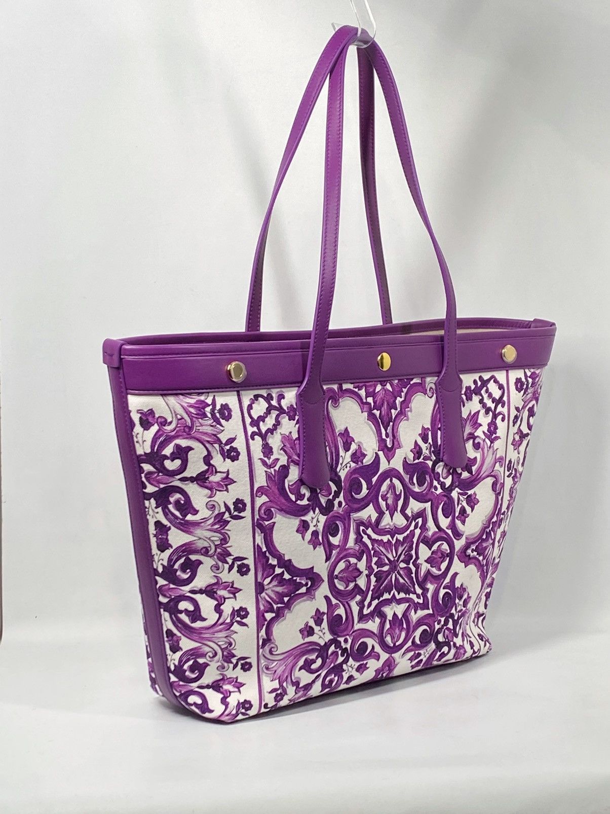 Dolce & Gabbana Dolce&Gabbana Majolica-Print Canvas Shopping Tote Bag Size ONE SIZE - 9 Thumbnail