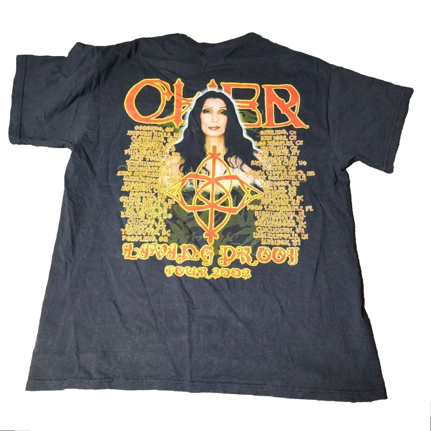 Vintage Cher Tour Mens Black Extra Large XL Vintage Y2K Living Proof T Shirt Size US L / EU 52-54 / 3 - 2 Thumbnail