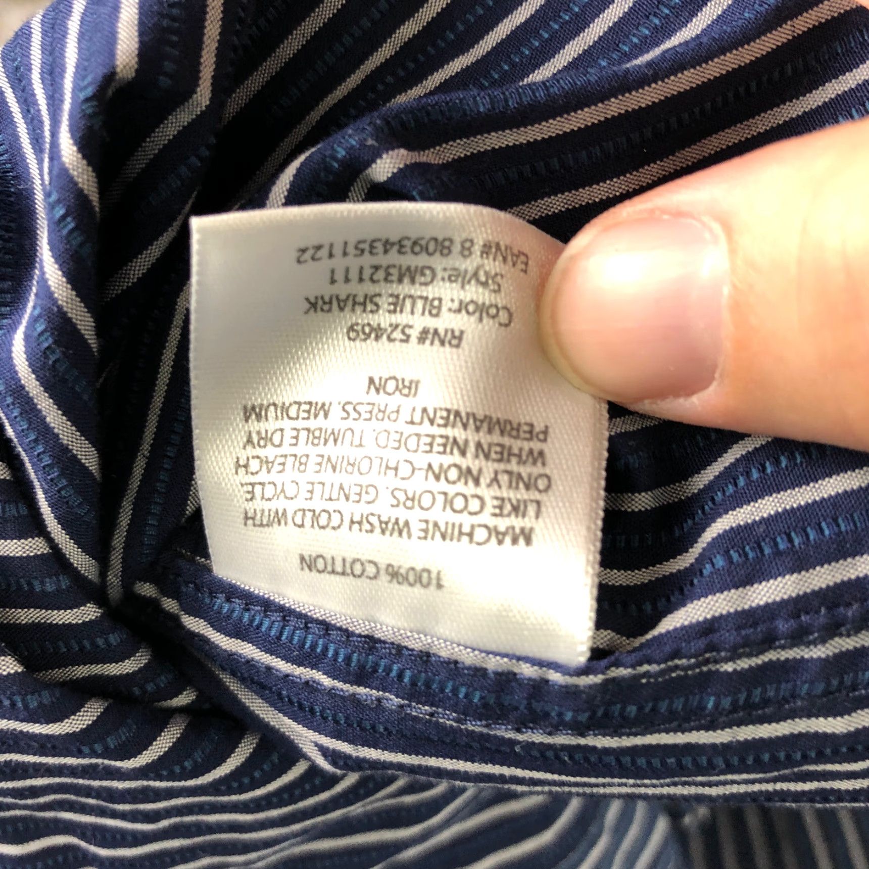 George George Shirt Mens XL 46-48 Blue Striped Long Sleeve Spread Collar Button-Up with Pockets Size US XL / EU 56 / 4 - 7 Thumbnail