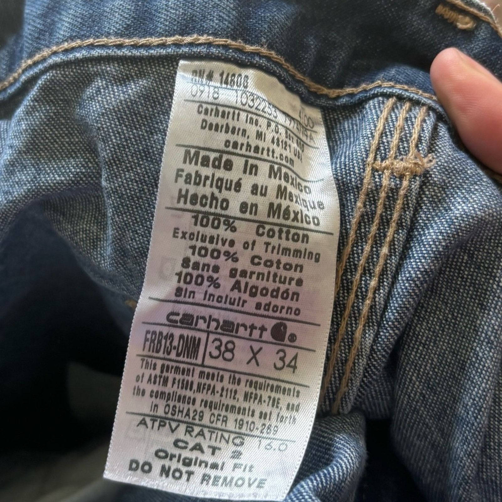 Carhartt Carhartt Original Fit Carpenter Jeans Mens SZ 38x34 Size US 38 / EU 54 - 3 Thumbnail
