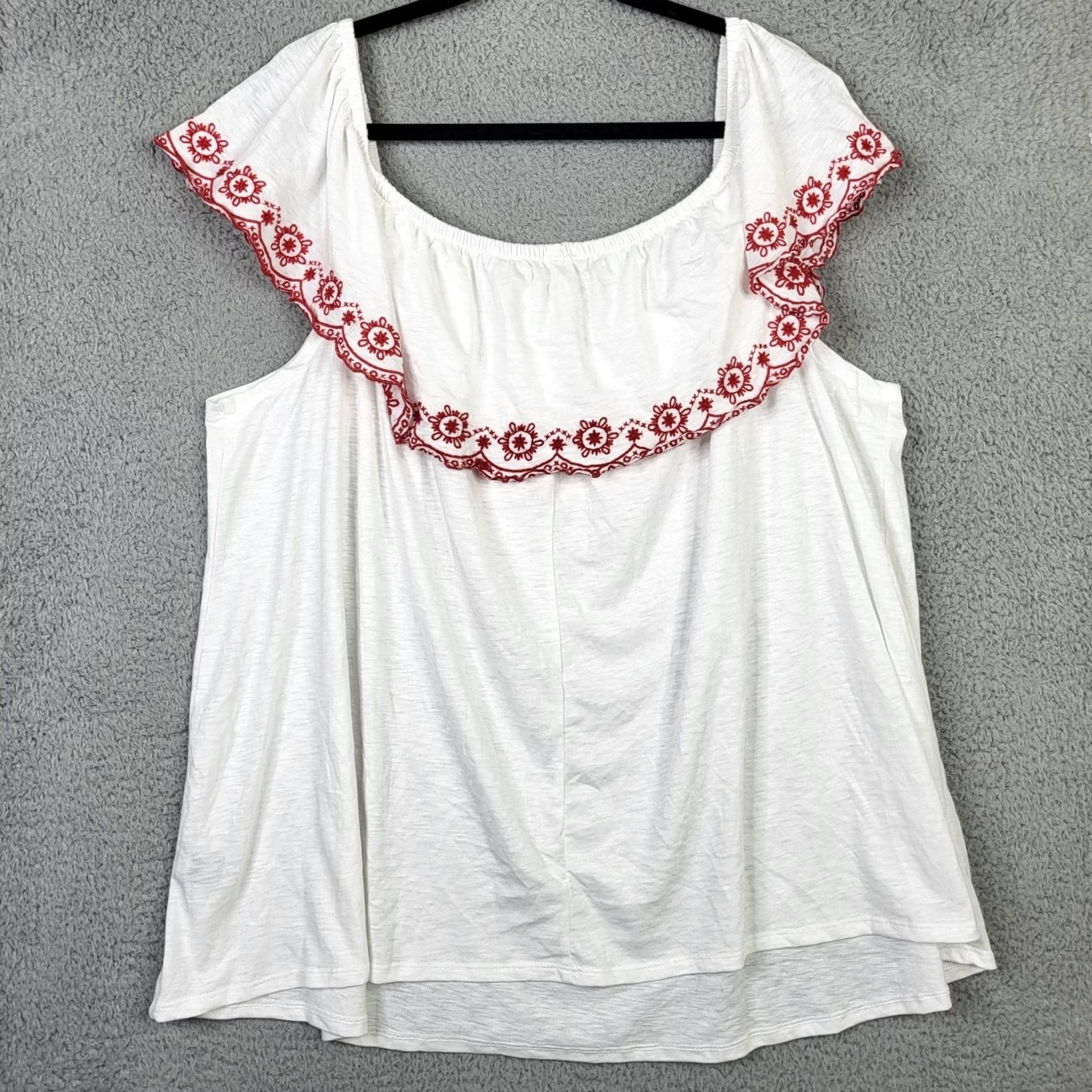 Vintage Lane Bryant Women’s white Ruffle off the shoulder knit top Size 22/24 NEW Size 3XL / US 20-22 - 4 Thumbnail