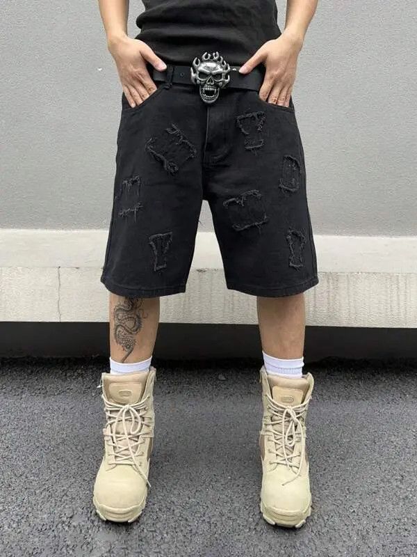 Japanese Brand Harada x Mari Distressed Y2k Shorts Jorts Denim Size US 32 / EU 48 - 6 Thumbnail