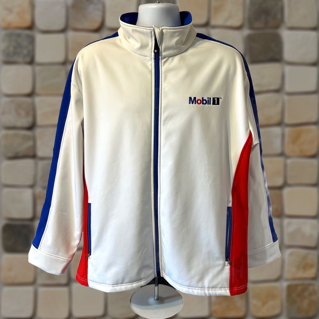 NBA VINTAGE Mobile 1 Racing Coat Jacket Men XL Full Zip Red White Blue NBA Logo Embroidered Size US XL / EU 56 / 4 - 1 Thumbnail