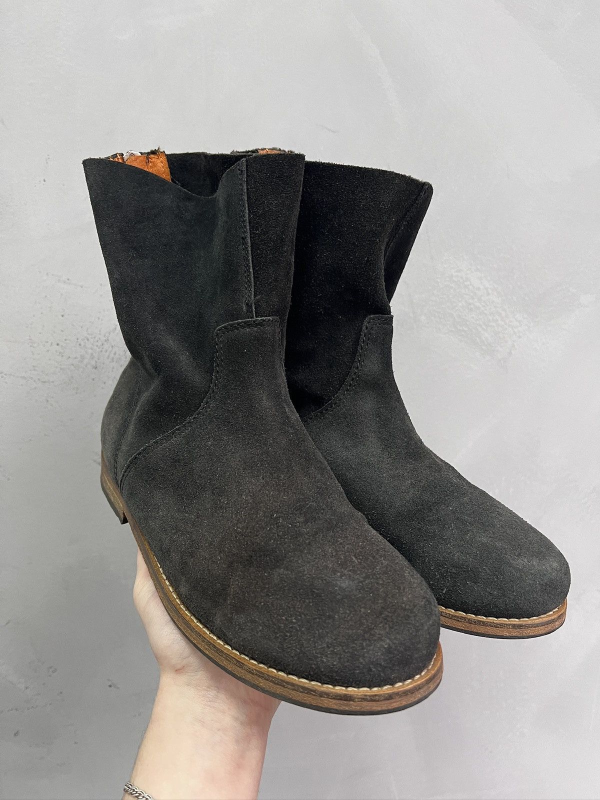 A.S.98 Ankle suede leather boots front zip guidi style gudrun Size US 7.5 / EU 40-41 - 2 Thumbnail