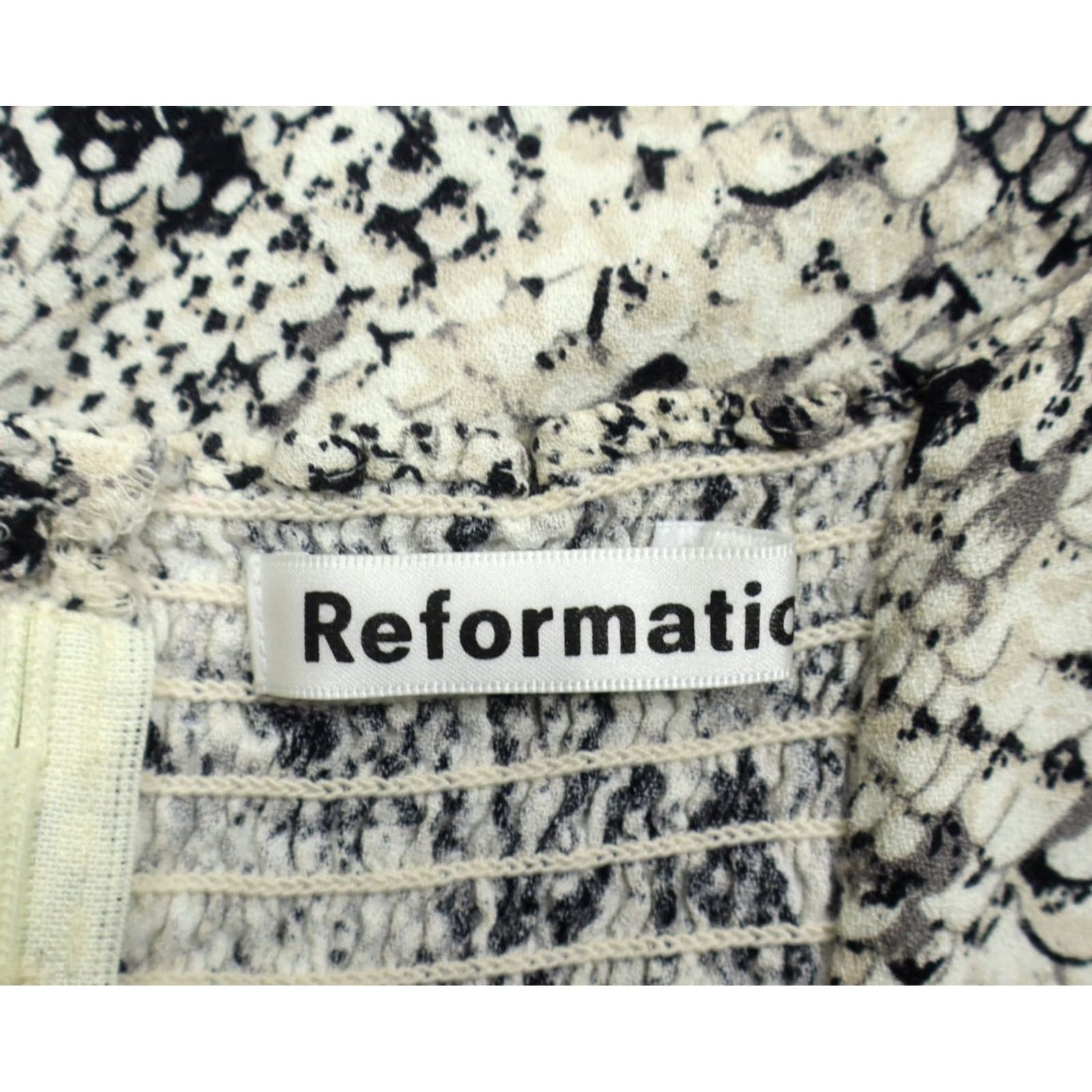 Reformation Reformation Women's Meyer Shirred Snake Print Crepe Top Sz 4 Size S / US 4 / IT 40 - 3 Thumbnail