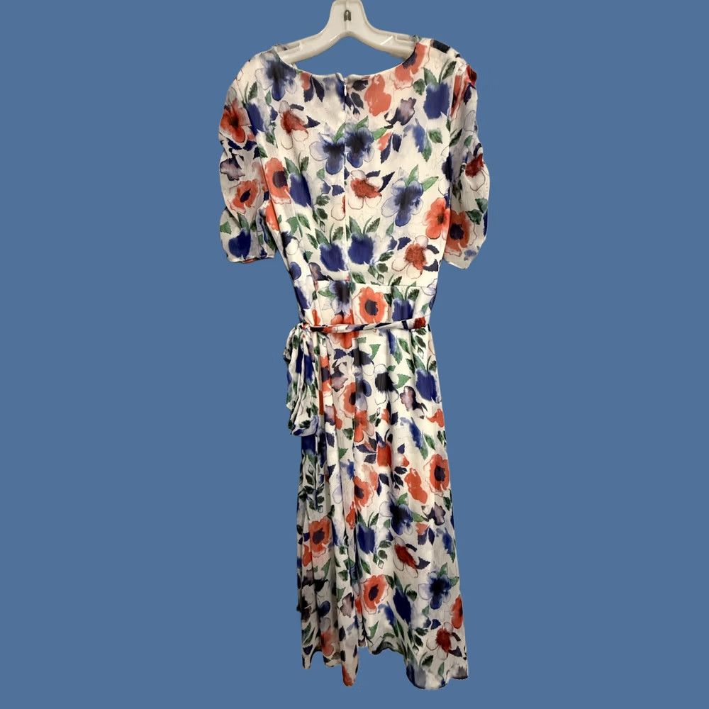 DKNY DKNY Dress Womens 16 Multicolor Floral Chiffon Wrap V-Neck Puff Sleeve Midi Dress Size XXL / US 16-18 / IT 52-54 - 1 Thumbnail