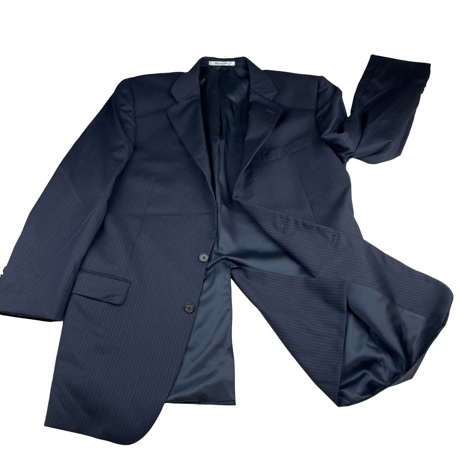 Hickey Freeman Hickey Freeman Men’s 100% Wool 2-Button Suit Navy Stripe • 4 Size 42L - 3 Thumbnail