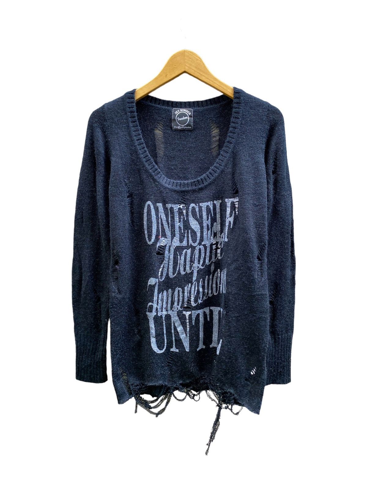 Hysteric Glamour × If Six Was Nine × Issey Miyake Japanese SkyBomber Distressed Poem Grunge knit sweater Size US M / EU 48-50 / 2 - 1 Thumbnail
