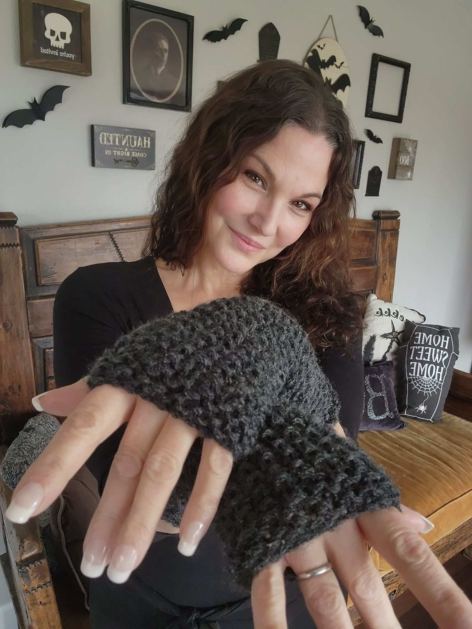 Handmade Hand Knit Fingerless Gloves, Armwarmers in Gray Yarn, Womens Size ONE SIZE - 13 Thumbnail