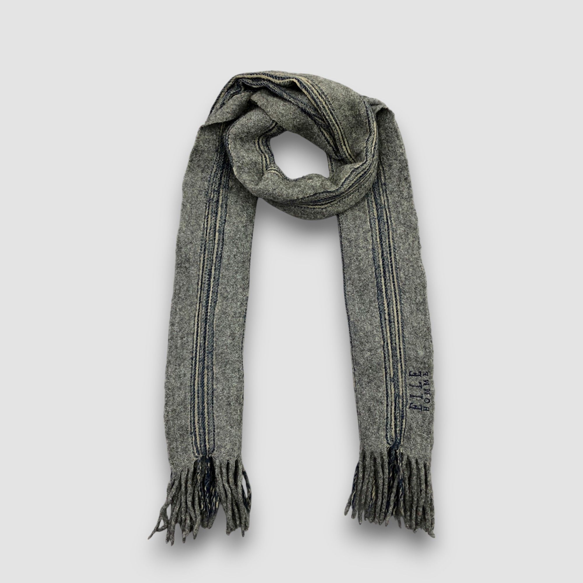 Japanese Brand Vintage 90s Elle Homme Scarf Muffler Wool Winter Scarves Size ONE SIZE - 1 Thumbnail