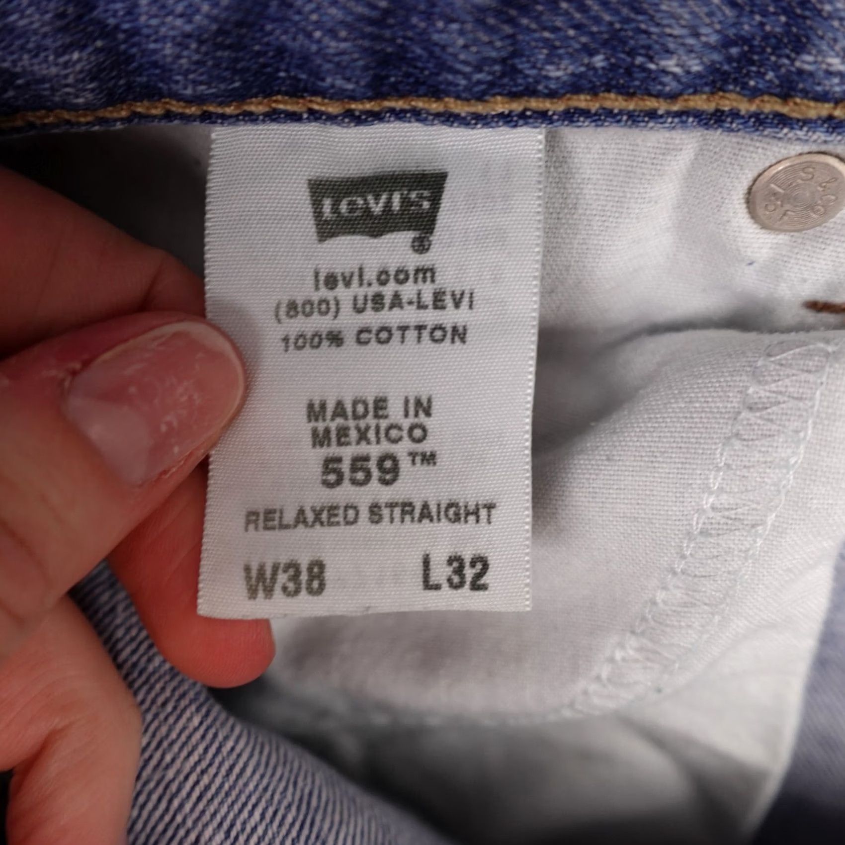 Levi's Levi's 559 Jeans Mens 38x32 Blue Denim Light Wash Relaxed Straight Loose Baggy Size US 38 / EU 54 - 4 Thumbnail
