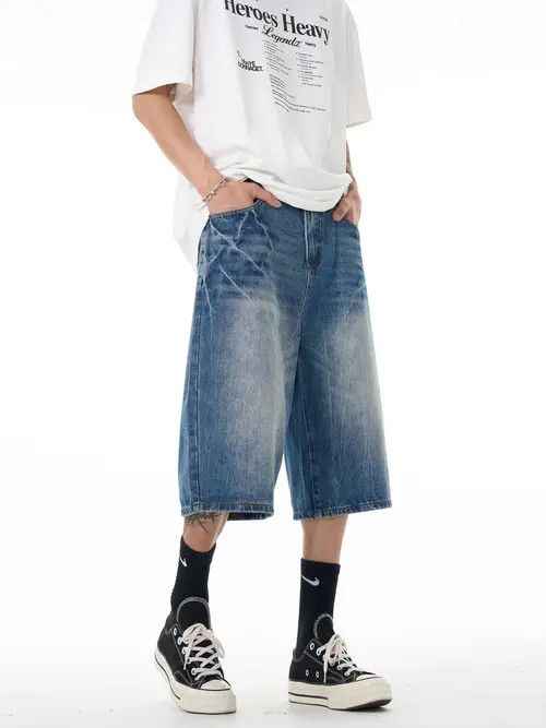 VIBE Lightning Blue Jorts, Loose Denim Jean Shorts Size US 30 / EU 46 - 5 Thumbnail