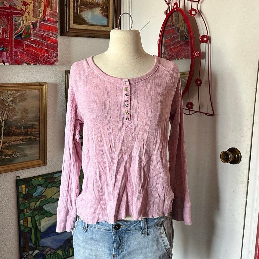 Faded Glory faded glory pink button detail long sleeve shirt Size L / US 10 / IT 46 - 1 Thumbnail