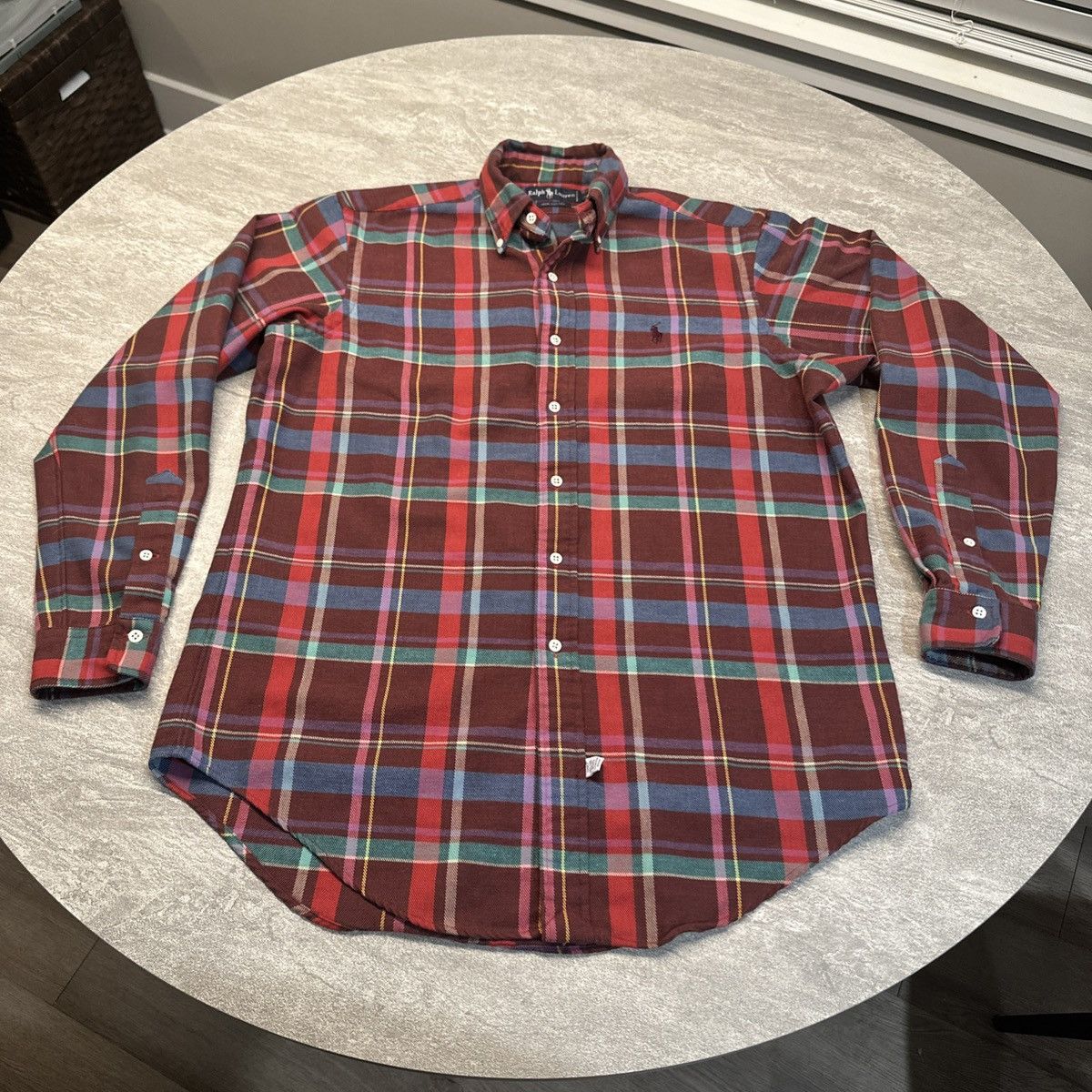 Polo Ralph Lauren × Vintage Ralph Lauren Shirt Mens Heavy Flannel VTG Y2K Madras Plaid Size US M / EU 48-50 / 2 - 1 Thumbnail