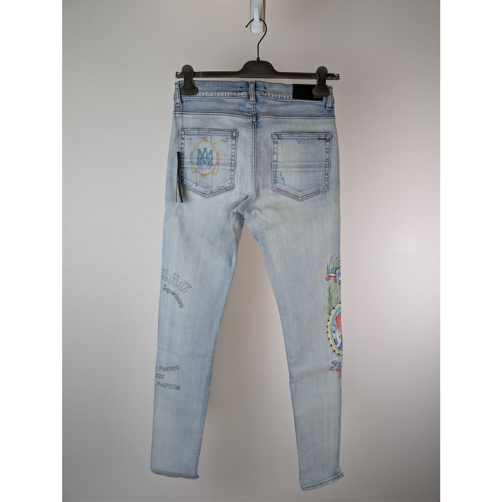 Amiri o1rshd1 Zig Zag Jean Denim Jeans in Light Indigo 29 Size US 29 - 11 Thumbnail