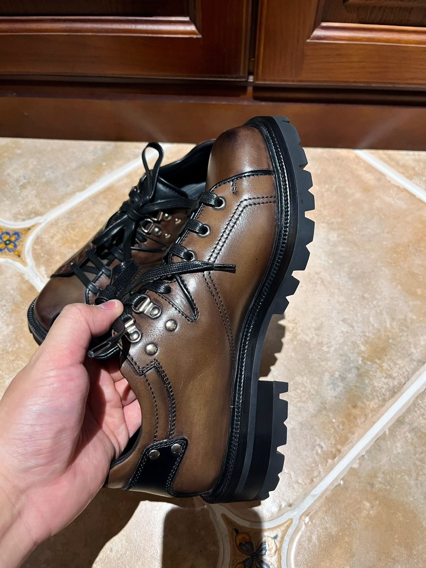 Berluti Berluti Brown Leather Mountaineering Shoes Size US 7.5 / EU 40-41 - 5 Thumbnail
