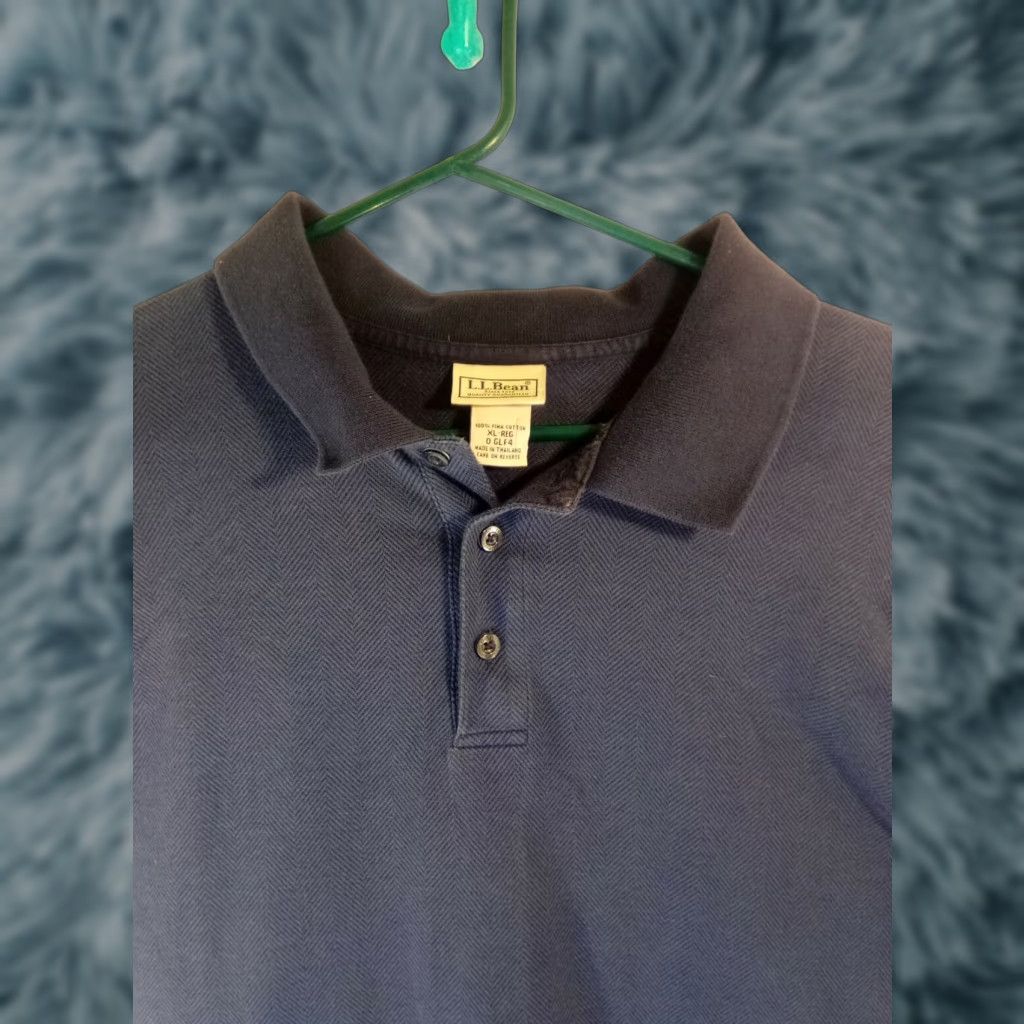 Vintage L.L. Bean Polo Shirt XL Regular Blue Pima Cotton Long Sleeve Knit Collared Button X-Large Mens Outdoor Classic Preppy Size US XL / EU 56 / 4 - 1 Thumbnail