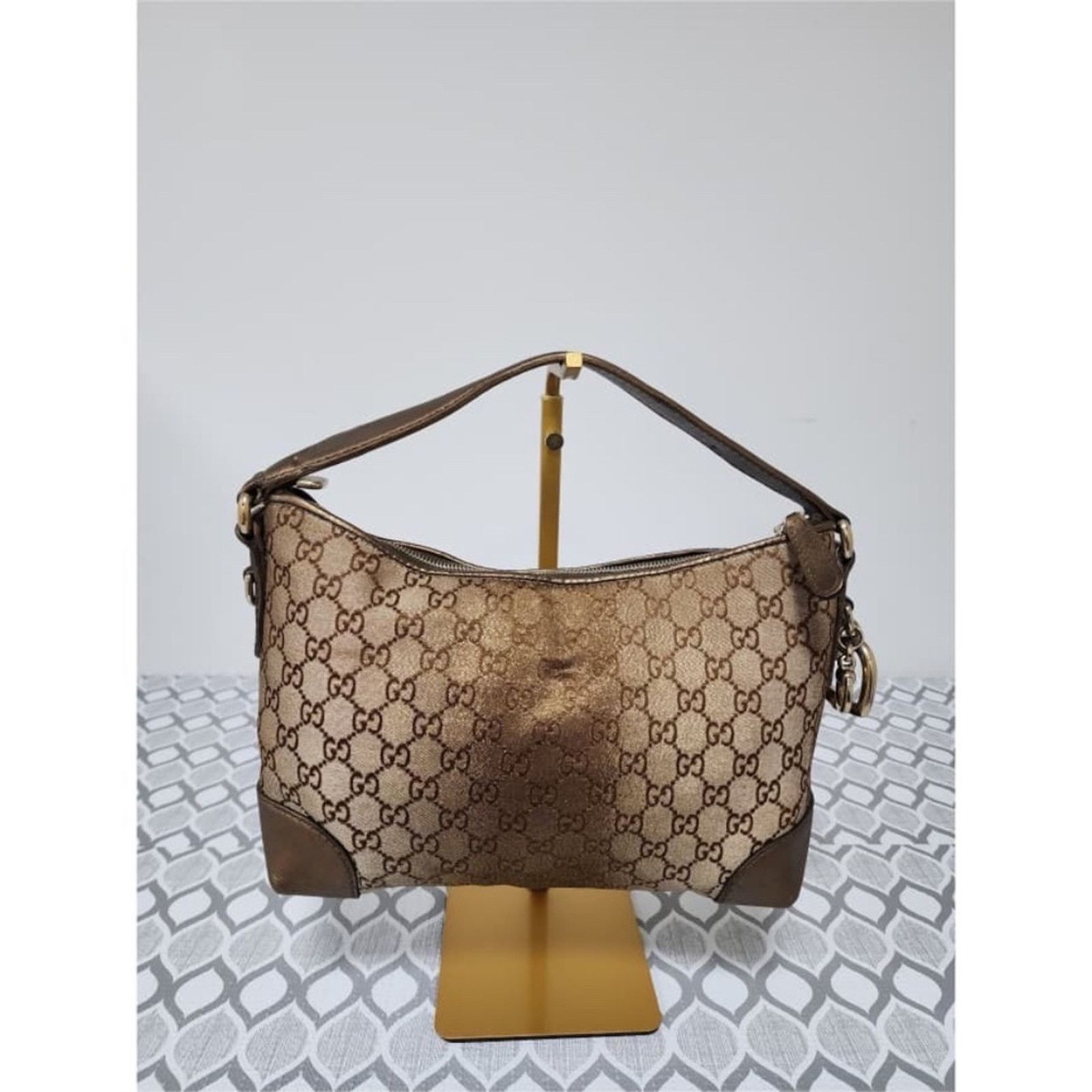 Gucci Authentic Gucci GG Canvas Heart Bit Hobo Bag Brown Size ONE SIZE - 7 Thumbnail