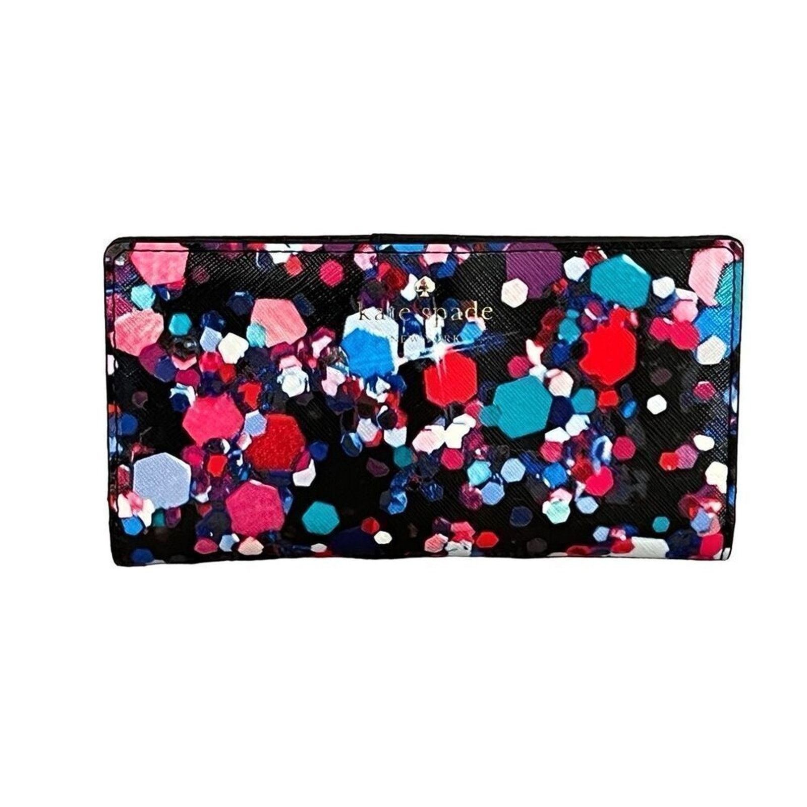 Kate Spade Bright Jewel Stacy Saffiano Leather Wallet Black