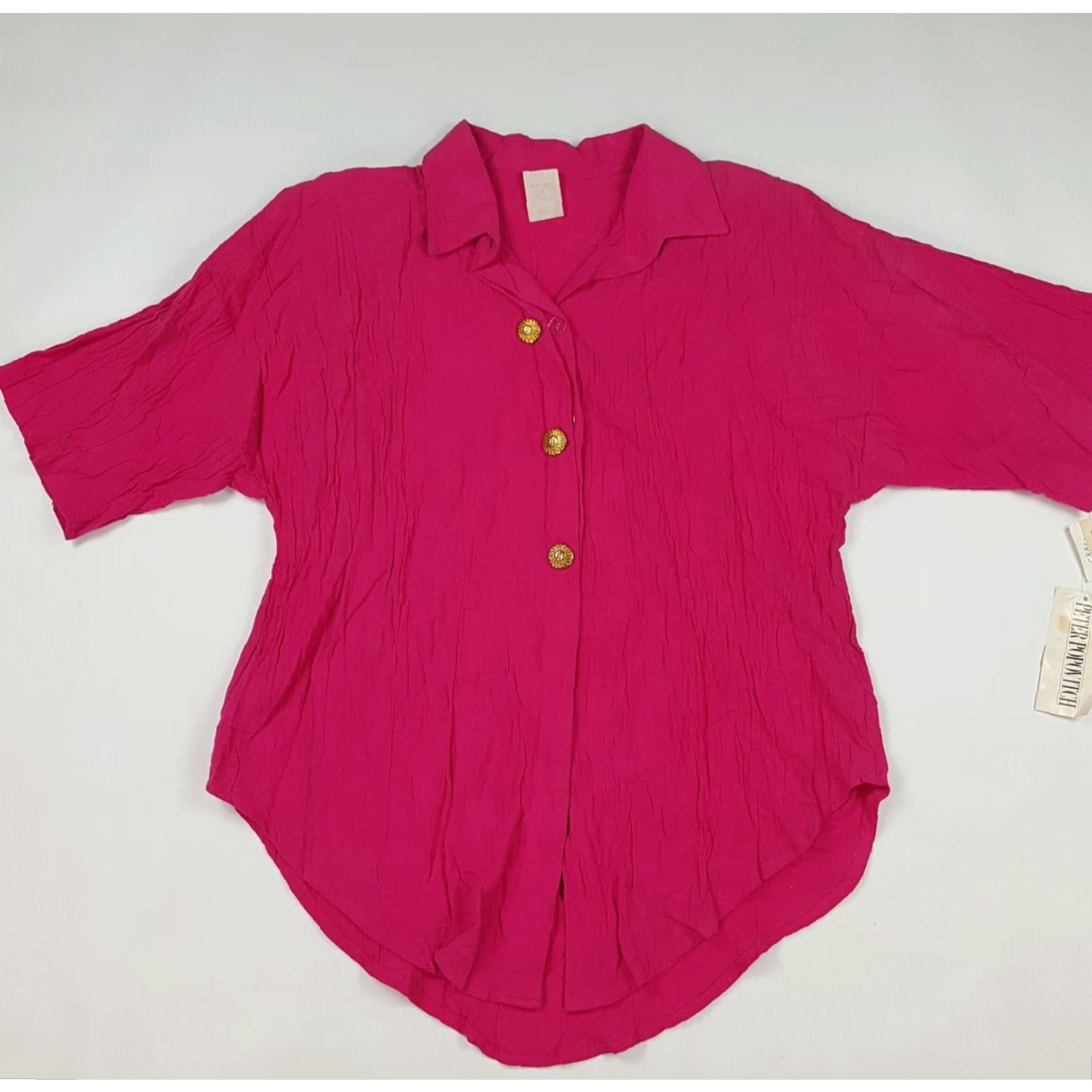 Vintage VINTAGE Pink Track Suit Shirt Pants Women 1X 2 Piece Golf Button Up Collared Linen 100% Cotton Retro 80s Jeans? Size XL / US 12-14 / IT 48-50 - 3 Thumbnail
