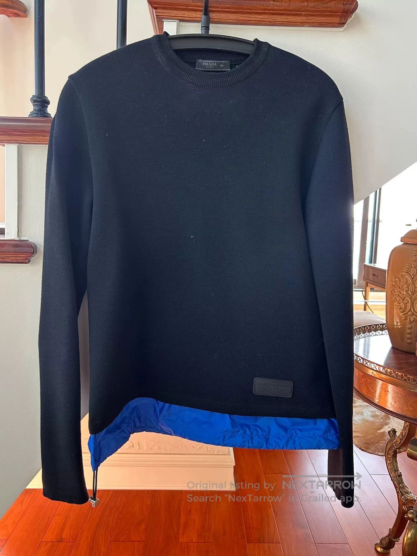 Prada Prada Black Wool Knit Sweater with Blue Hem. Size US S / EU 44-46 / 1 - 7 Thumbnail