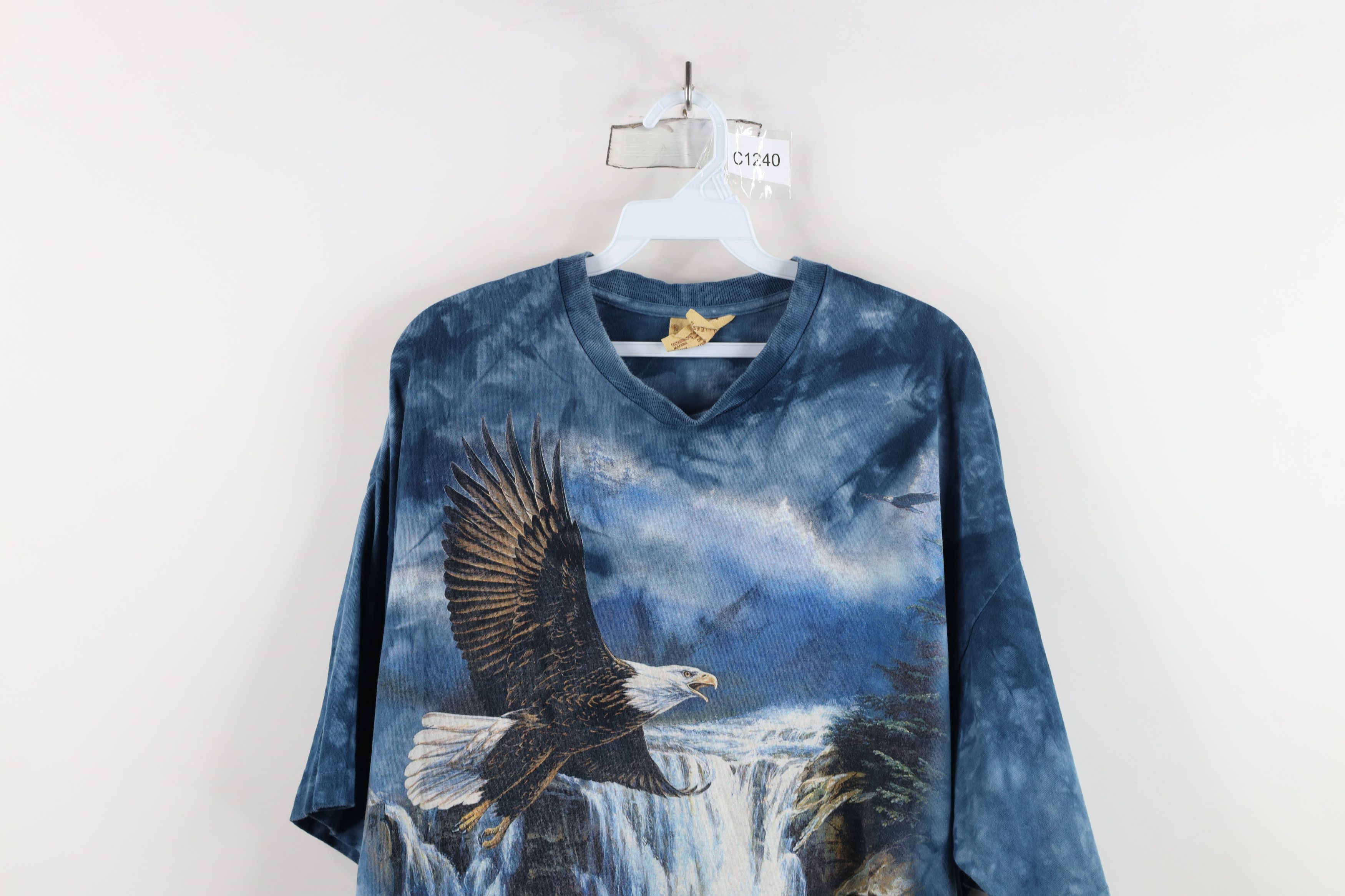 Vintage Vintage Y2K 2000 Streetwear Eagle Acid Wash T-Shirt Blue Size US XXL / EU 58 / 5 - 2 Thumbnail