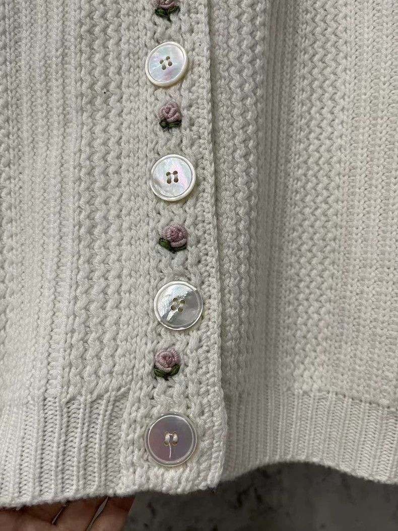 Miu Miu Miu Miu Floral Knit Cardigan with Peter Pan Collar -2505 Size XS / US 0-2 / IT 36-38 - 6 Thumbnail
